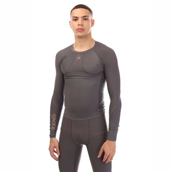 Skins Mens Series-5 Long-Sleeved Top / Charcoal - Picture 1 of 3
